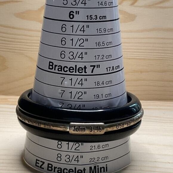 Metal C-Ring, Black with Stainless Steel Band John 3:16 Religious Engraving - Picture 6 of 6